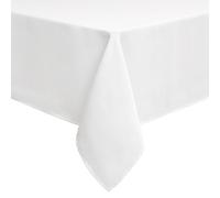 smiry Linen Table Cloth Rectangle 140x220 cm Wipe Clean Tablecloth Water Resistant Table Cover for Kitchen, Party Decorations - White