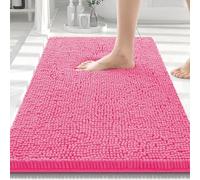 Smiry Luxury Chenille Bathroom Rugs 30x20, Extra Soft and Absorbent Shaggy Bath Mat, Machine Washable, Non-Slip Plush Carpet Runner for Tub, Shower, and Floor, Home Decor Accessories, Hot Pink