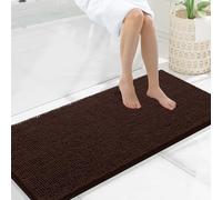 Smiry Luxury Chenille Bathroom Rugs 47x20, Extra Soft and Absorbent Shaggy Bath Mat, Machine Washable, Non-Slip Plush Carpet Runner for Tub, Shower, and Floor, Home Decor Accessories, Brown