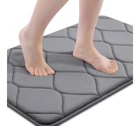Smiry Memory Foam Bath Mat 24"x16", Ultra Soft Non-Slip Bathroom Rug, Plush Water Absorbent Quick Dry and Machine Washable Floor Mat for Shower, Tub & Home Decor, Grey