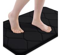 Smiry Memory Foam Bath Mat 24"x16", Ultra Soft Non-Slip Bathroom Rug, Plush Water Absorbent Quick Dry and Machine Washable Floor Mat for Shower, Tub & Home Decor, Black