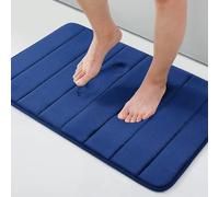 smiry Memory Foam Bath Mat, 50 x 75 cm, Extra Soft Non-Slip Bathroom Mat, Super Absorbent Bath Mats for Bathroom Floor, Machine-Washable Dry Bath Rug Foot Mat, Navy Blue