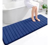 smiry Memory Foam Bath Mat, 60 x 180 cm, Extra Soft Large Bathroom Mat Runner, Super Absorbent Non-Slip Bath Mats for Bathroom Floor Long Machine-Washable Dry Bath Rug Foot Mat, Navy Blue