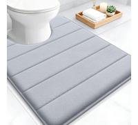 smiry Memory Foam Toilet Mat 50 x 60 cm U-Shape Pedestal Mat Light Grey | Extra Soft Non-Slip Absorbent Machine-Washable, Plush Cushioned for Cozy Foot Feel, Ideal for Toilet Seat & Bathroom