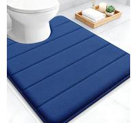 smiry Memory Foam Toilet Mat 50 x 60 cm U-Shape Pedestal Mat Navy Blue | Extra Soft Non-Slip Absorbent Machine-Washable, Plush Cushioned for Cozy Foot Feel, Ideal for Toilet Seat & Bathroom