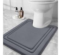 smiry Memory Foam Toilet Mats for Bathroom 50 x 60cm Pedestal Mat Dark Grey | Non-Slip Super Absorbent Soft Floor Rug, Machine Washable, Stable Backing Prevents Slips, Ideal for Sink, Laundry, entryway.