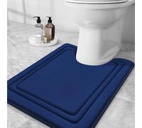 smiry Memory Foam Toilet Mats for Bathroom 50 x 60cm Pedestal Mat Navy Blue | Non-Slip Super Absorbent Soft Floor Rug, Machine Washable, Stable Backing Prevents Slips, Ideal for Sink, Laundry, entryway.