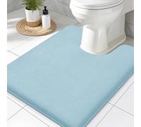 Smiry Memory Foam Toilet Rugs U-Shaped 24x20, Extra Soft Absorbent Non-Slip Contour Bathroom Rugs, Machine Washable Bath Mats for Toilet, Sky Blue