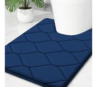 Smiry Memory Foam U-Shaped Toilet Mat 24"x20", Ultra Soft Non-Slip Bathroom Floor Mat, Water Absorbent & Machine Washable Commode Contour Rug for Toilet Home Decor, Navy Blue