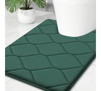 Smiry Memory Foam U-Shaped Toilet Mat 24"x20", Ultra Soft Non-Slip Bathroom Floor Mat, Water Absorbent & Machine Washable Commode Contour Rug for Toilet Home Decor, Hunter Green