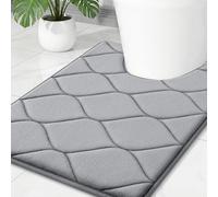 Smiry Memory Foam U-Shaped Toilet Mat 24"x20", Ultra Soft Non-Slip Bathroom Floor Mat, Water Absorbent & Machine Washable Commode Contour Rug for Toilet Home Decor, Grey