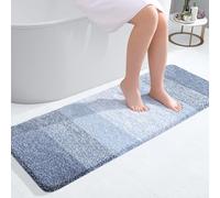 smiry Microfiber Bath Mat, 40 x 120 cm, Non-Slip Super Absorbent Bathroom Mat, Extra Soft Thick Floor Foot Mat, Fluffy Shaggy Bath Mats Rugs for Bathroom, Blue