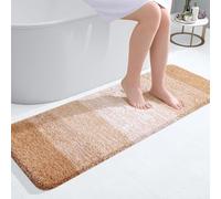 smiry Microfiber Bath Mat, 40 x 120 cm, Non-Slip Super Absorbent Bathroom Mat, Extra Soft Thick Floor Foot Mat, Fluffy Shaggy Bath Mats Rugs for Bathroom, Beige
