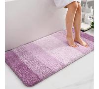 smiry Microfiber Bath Mat, 60 x 120 cm, Non-Slip Super Absorbent Bathroom Mat, Extra Soft Thick Floor Foot Mat, Fluffy Shaggy Bath Mats Rugs for Bathroom, Lilac