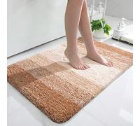 smiry Microfiber Bath Mat, 60 x 90 cm, Non-Slip Super Absorbent Bathroom Mat, Extra Soft Thick Floor Foot Mat, Fluffy Shaggy Bath Mats Rugs for Bathroom, Beige