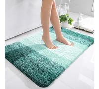 smiry Microfiber Bath Mat, 60 x 90 cm, Non-Slip Super Absorbent Bathroom Mat, Extra Soft Thick Floor Foot Mat, Fluffy Shaggy Bath Mats Rugs for Bathroom, Hunter Green