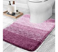 smiry Microfiber U-Shape Toilet Mat, Non-Slip Shaggy Soft Pedestal Mat for Bathroom, Water Absorbent bath mat, 50 x 60 cm, Lilac