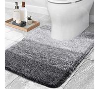 smiry Microfiber U-Shape Toilet Mat, Non-Slip Shaggy Soft Pedestal Mat for Bathroom, Water Absorbent bath mat, 50 x 60 cm, Grey