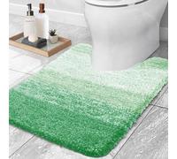 smiry Microfiber U-Shape Toilet Mat, Non-Slip Shaggy Soft Pedestal Mat for Bathroom, Water Absorbent bath mat, 50 x 60 cm, Green