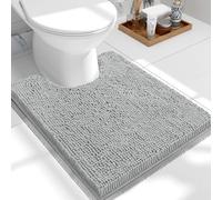 smiry Non-Slip Toilet Mat Extra Soft Absorbent Pedestal Mat for Toilet Thick Shaggy Chenille Bath Mat Machine-Washable Dry Bathroom Floor Mat, 50 x 60 cm, Grey