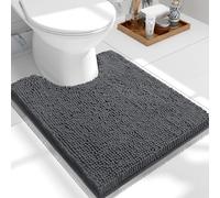 smiry Non-Slip Toilet Mat Extra Soft Absorbent Pedestal Mat for Toilet Thick Shaggy Chenille Bath Mat Machine-Washable Dry Bathroom Floor Mat, 50 x 60 cm, Dark Grey