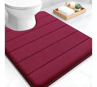smiry Non-Slip Toilet Mat, Extra Soft U-Shape Pedestal Mat for Toilet, Ultra Absorbent Memory Foam Bathroom Toilet Mat for Floor, Machine-Washable Dry Pedestal Mat Only, 50 x 60 cm, Wine Red