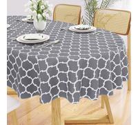 Smiry Oval Table Cloth, Waterproof Vinyl Tablecloths with Flannel Backing for Oval Tables, Wipeable Spillproof Plastic Tablecloth for Dining, Camping, Indoor and Outdoor (60"x84", Grey)
