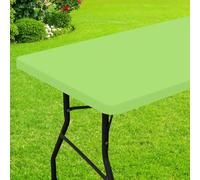 Smiry Rectangle Picnic Table Cloth, Waterproof Elastic Fitted Tablecloths for 4 Foot Tables, Washable Polyester Table Cover for Camping, Indoor and Outdoor (Lime Green, 24"x48")