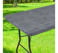 Smiry Rectangle Picnic Tablecloth, Waterproof Elastic Fitted Table Covers for 4 Foot Tables, Wipeable Flannel Backed Vinyl Tablecloths for Camping, Indoor, Outdoor (Grey, 30x48 Inches)