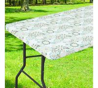 Smiry Rectangle Picnic Tablecloth, Waterproof Elastic Fitted Table Covers for 4 Foot Tables, Wipeable Flannel Backed Vinyl Tablecloths for Camping, Indoor, Outdoor (Paisley Flower, 30x48 Inches)