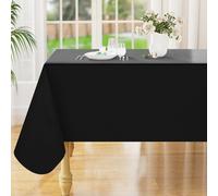 smiry Rectangle Table Cloth 52x70 Inch, Waterproof Vinyl Tablecloth with Flannel Backing, SpillProof Wipeable Plastic Table Cover for Dining, Picnic, Indoor and Outdoor, Black