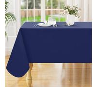 smiry Rectangle Table Cloth 52x70 Inch, Waterproof Vinyl Tablecloth with Flannel Backing, SpillProof Wipeable Plastic Table Cover for Dining, Picnic, Indoor and Outdoor, Navy