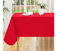 Smiry Rectangle Table Cloth 60x102 Inch, Waterproof Wipeable Vinyl Tablecloths Protector, Oil Spill Proof Plastic Table Cover for Dining, Banquet, Christmas and New Year Parties, Red