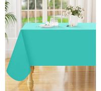 smiry Rectangle Table Cloth 60x120 Inch, Waterproof Vinyl Tablecloth with Flannel Backing, SpillProof Wipeable Plastic Table Cover for Dining, Picnic, Indoor and Outdoor, Teal