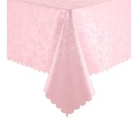 smiry Rectangle Table Cloth, Waterproof Heavy Duty Vinyl Tablecloths, Wipeable Washable Table Cover for Kitchen and Dining Room (Pink, 60" X 120")