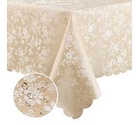 smiry Rectangle Table Cloth, Waterproof Heavy Duty Vinyl Tablecloths, Wipeable Washable Table Cover for Kitchen and Dining Room (Beige, 60" X 120")