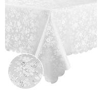 smiry Rectangle Table Cloth, Waterproof Heavy Duty Vinyl Tablecloths, Wipeable Washable Table Cover for Kitchen and Dining Room (White, 52" X 70")