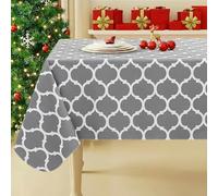 Smiry Rectangle Table Cloth, Waterproof Vinyl Tablecloths with Flannel Backing for Rectangle Tables, Wipeable Spillproof Plastic Tablecloth for Dining, Camping, Indoor and Outdoor (60"x84", Grey)