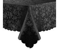 Smiry Rectangular Tablecloth, Waterproof, Durable, Vinyl Tablecloths, Wipeable, Washable, Tablecloth for Kitchen and Dining Room (Black, 52x70 inches)