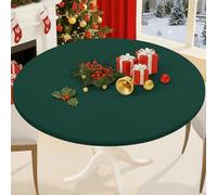 Smiry Round Spandex Tablecloth, Elastic Fitted Washable Tablecloths for 57"-68" Tables, Waterpoof Stretch Picnic Table Cover for Dining, Indoor and Outdoor, Hunter Green