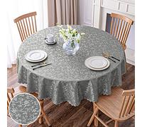 smiry Round Table Cloth, Waterproof Heavy Duty Vinyl Tablecloths, Wipeable Washable Table Cover for Kitchen and Dining Room (Grey, 60" x 60")