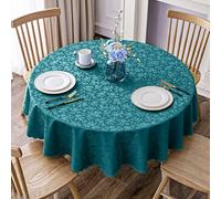 Smiry Round Table Cloth, Waterproof Heavy Duty Vinyl Tablecloths, Wipeable Washable Table Cover for Kitchen and Dining Room (Emerald Green, 70" Round)