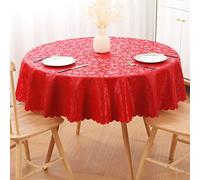 smiry Round Table Cloth, Waterproof Heavy Duty Vinyl Tablecloths, Wipeable Washable Table Cover for Kitchen and Dining Room (Red, 60" x 60")