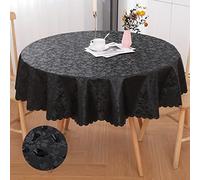 Smiry Round Tablecloth, waterproof, durable, vinyl tablecloths, wipeable, washable, tablecloth for kitchen and dining room (Black, 70 inches round)