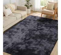 smiry Rugs Living Room 120x160cm, Area Rugs for Bedroom, Machine Washable Anti Slip Soft Fluffy Shaggy Tie-dye Floor Carpet for Kids Girls and Boys, Nursery Room, Dark Grey