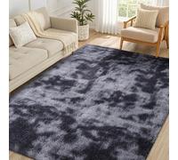 smiry Rugs Living Room 160x220cm, Area Rugs for Bedroom, Machine Washable Anti Slip Soft Fluffy Shaggy Tie-dye Floor Carpet for Kids Girls and Boys, Nursery Room, Light Grey