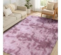 smiry Rugs Living Room 160x220cm, Area Rugs for Bedroom, Machine Washable Anti Slip Soft Fluffy Shaggy Tie-dye Floor Carpet for Kids Girls and Boys, Nursery Room, Dark Pink
