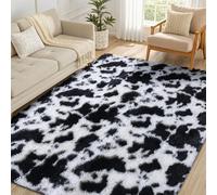 smiry Rugs Living Room 240x340cm, Area Rugs for Bedroom, Machine Washable Anti Slip Soft Fluffy Shaggy Tie-dye Floor Carpet for Kids Girls and Boys, Nursery Room, Milk Cow