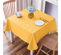 Smiry Square Table Cloth, Waterproof Heavy Duty Vinyl Tablecloths, Wipeable Washable Table Cover for Kitchen and Dining Room (Mustard Yellow, 54" X 54")