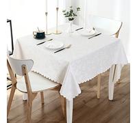 Smiry Square Table Cloth, Waterproof Heavy Duty Vinyl Tablecloths, Wipeable Washable Table Cover for Kitchen and Dining Room (White, 54" X 54")